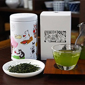 ネコ缶とほっこりお茶セット（にゃん吉ドーナツ（刺繍画家）さんと缶とのコラボ商品に西出製茶場の水出し深蒸煎茶160ｇ入）
